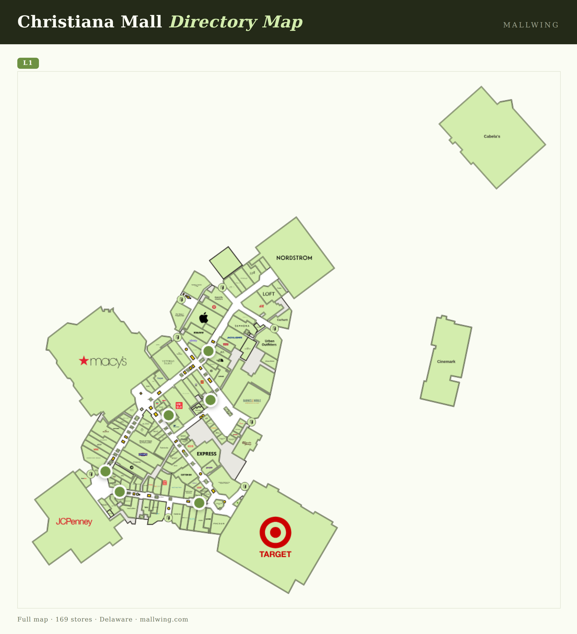 Christiana Mall directory map: all floor plans with store locations
