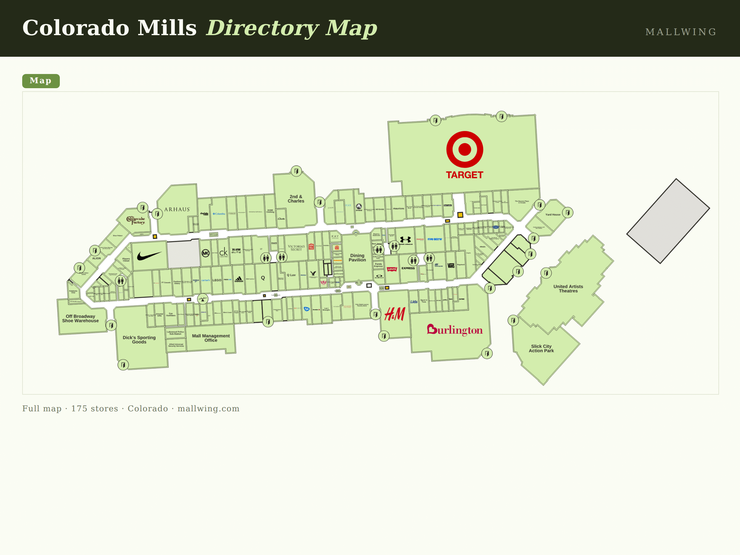 Colorado Mills directory map: all floor plans with store locations
