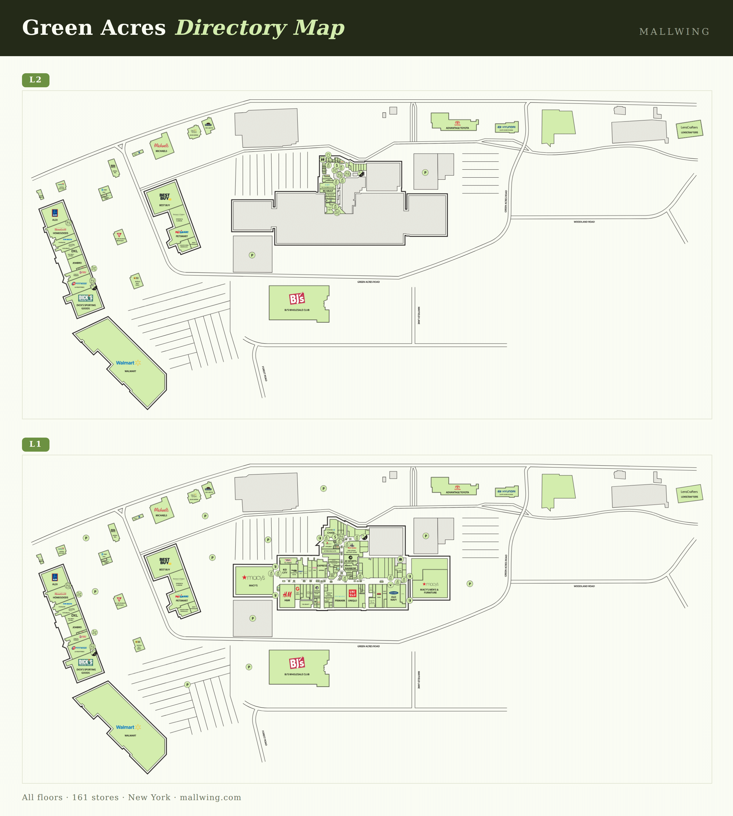 Green Acres directory map: all floor plans with store locations