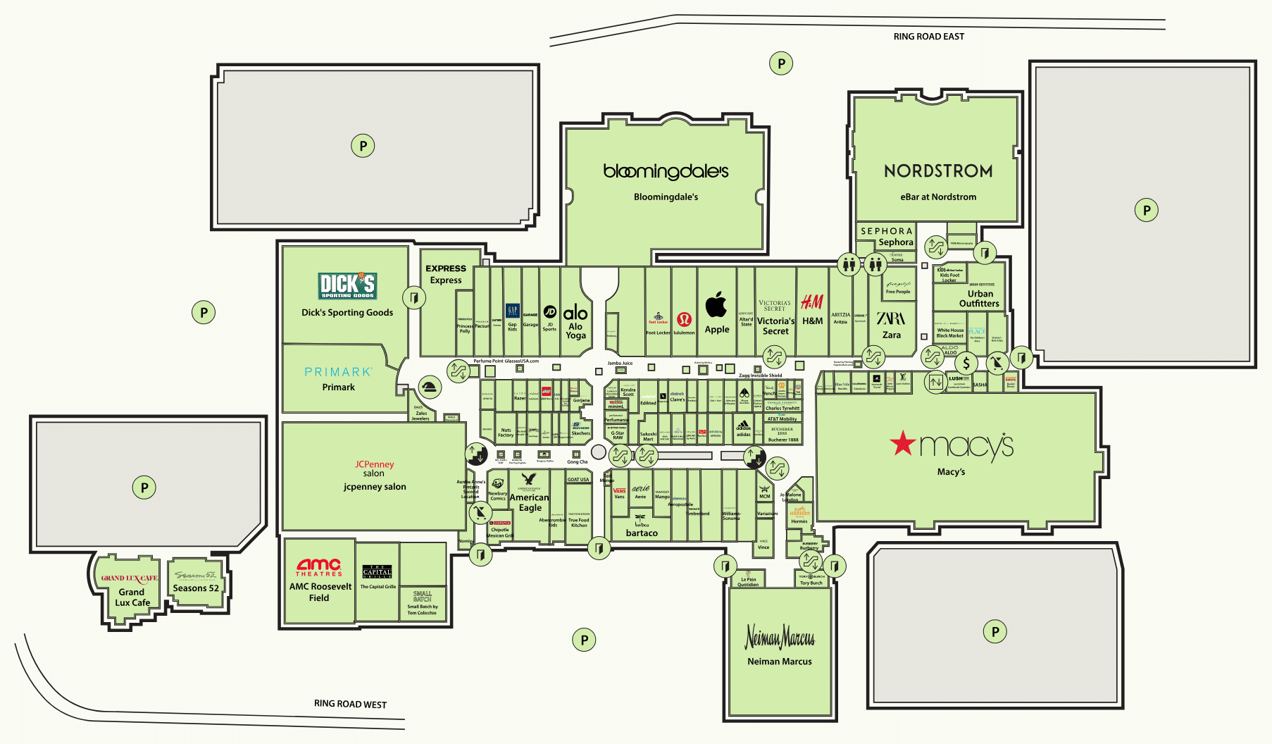 Roosevelt Field directory map floor plan