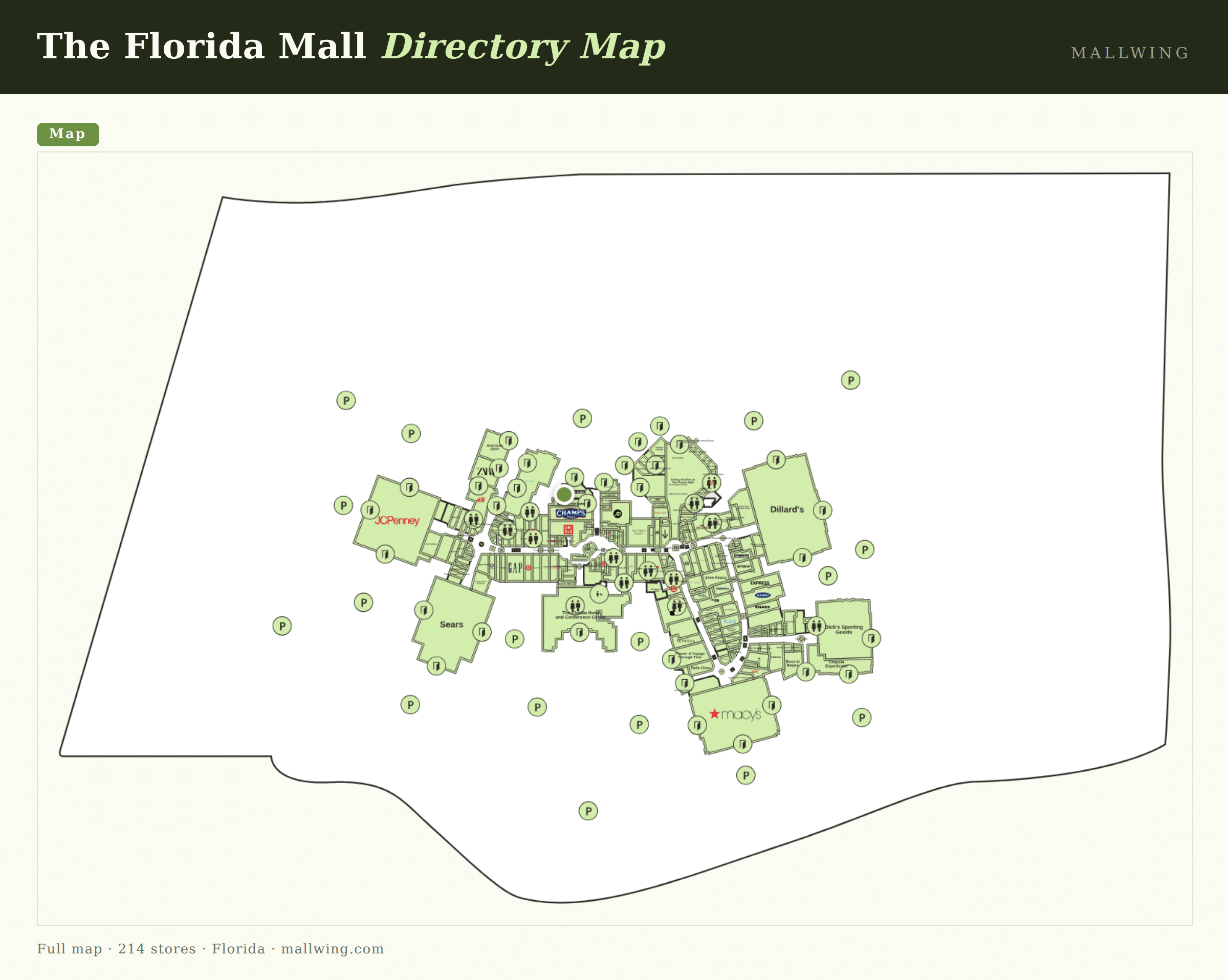 The Florida Mall directory map: all floor plans with store locations