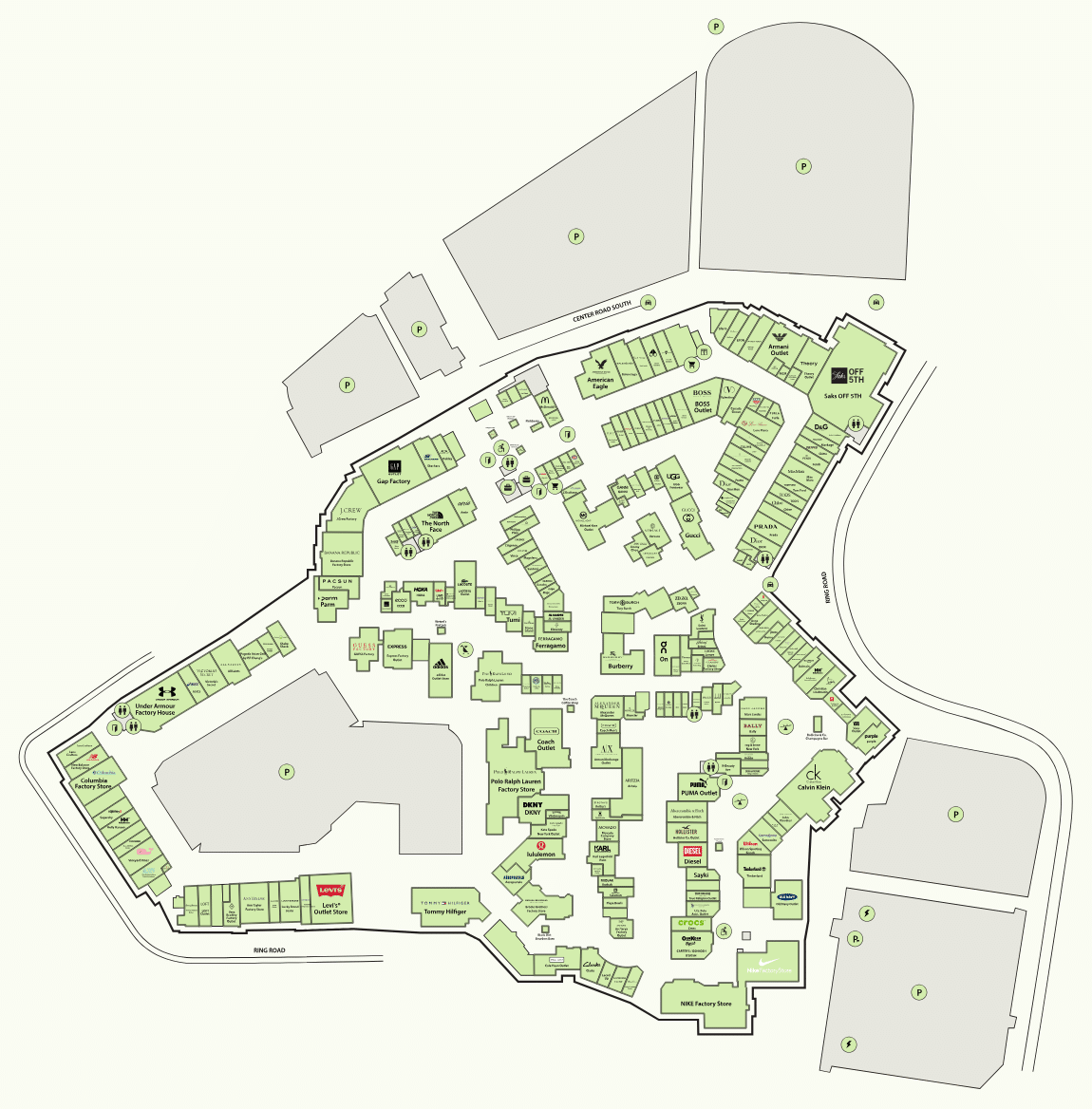 Woodbury Common Premium Outlets directory map floor plan